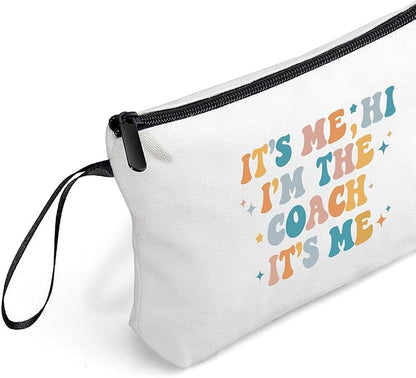 Coach Appreciation Thank You Gifts for Soccer Volleyball Basketbal Cheer Gymnastics Football Coach Funny Makeup Bag Women Its Me Hi Christmas