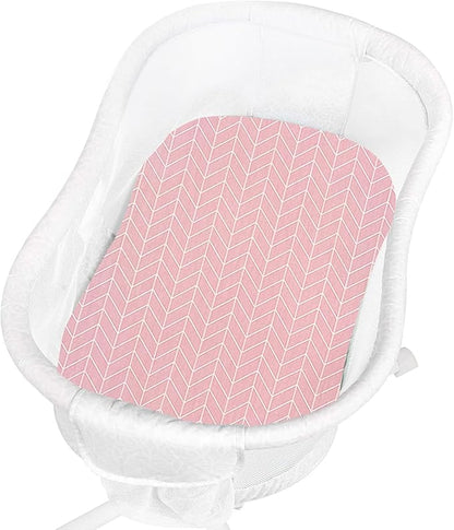 Premium Cotton Bassinet Sheets, Fit for Halo Bassinest Swivel Sleeper, 2 Pack Hourglass Bassinet Mattress Sheet Set for Baby Girls, Soft Breathable Safe, Butterfly and Floral