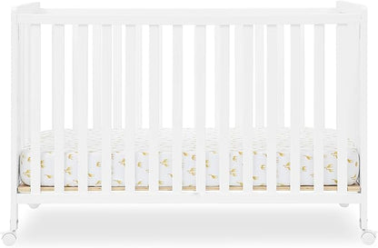Delta Children Simmons Kids Aria Full Size Portable Folding Crib - Greenguard Gold Certified, Bianca White