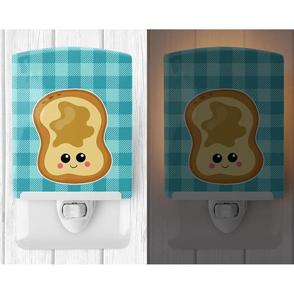 Caroline's Treasures BB6843CNL Peanut Butter Toast Ceramic Night Light Compact, UL-Certified, Ideal for Bedroom, Bathroom, Nursery, Hallway, Kitchen, 6x4x3, Multicolor