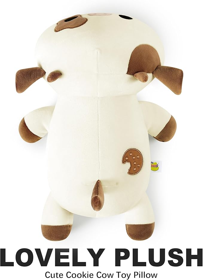 Onsoyours Cute Cow Plushie, Soft Stuffed Cookies Cow Squishy Plush Animal Toy Pillow for Kids (Cookies Cow, 12")