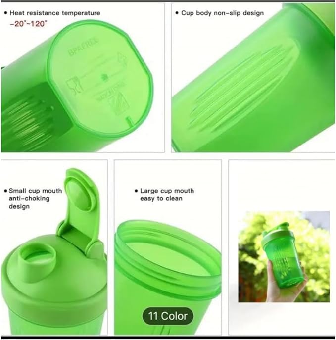 Shaker Bottle 16oz for Shake Mix,Protein Powder Mix,Best Shaker Cup (BPA free),Juice Mixer,Perfect for Protein Shakes and Pre Workout (White/Clear, 16Oz/400ML/2Bottle), SKER-BTL-2BTL