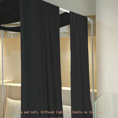 AIKASY Black Bed Canopy Scarf for Full/Queen - Luxury Sheer Canopy Bed Curtains with Light - Suitable for Four-Poster Bed, Metal Bed Frame, Wood Bed Frame -2pic