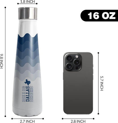 16oz Dallas New Cola Bottle Insulated Water Bottle Stainless Steel Thermos Cup, Reusable Water Bottles Leak Proof Metal Sports Water Bottle