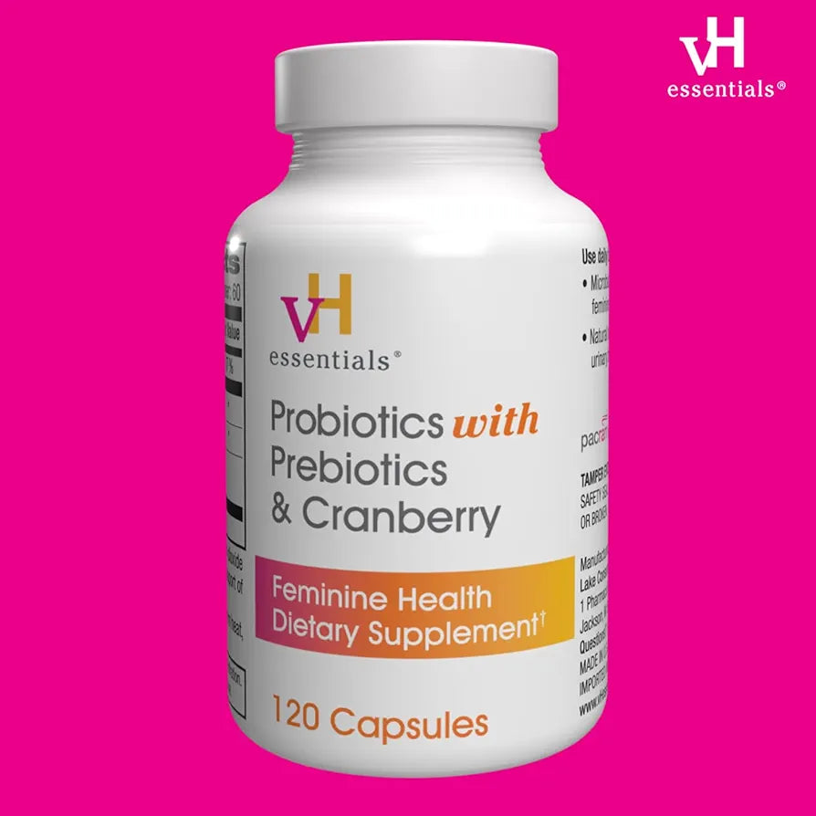 vH essentials Probiotics for Women with Prebiotics, Cranberry & Vitamin C - 120 Capsules  -Probiotics Support Gut Balance, Health & Urinary Tract Health for Women