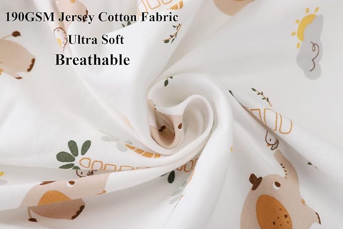 Bassinet Sheets Compatible with 4moms Mamaroo Sleep Bassinet, 2 Pack Fitted Sheets, 100% Jersey Knit Cotton 190GSM, Ultra Soft Breathable, Fox Deer and Elephant