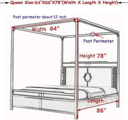 Elegant Lace Princess 4 Corner Post Mosquito Net Romantic for Girls Women Bed Curtain Canopy for Adult Wedding Bedroom Kids Rooms Decoration (Color-C, Queen)