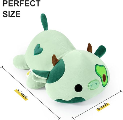 Onsoyours Cute Cow Plushie, Soft Stuffed Avocado Cow Squishy Plush Animal Toy Avocado Pillow for Kids (Avocado Cow A, 12")