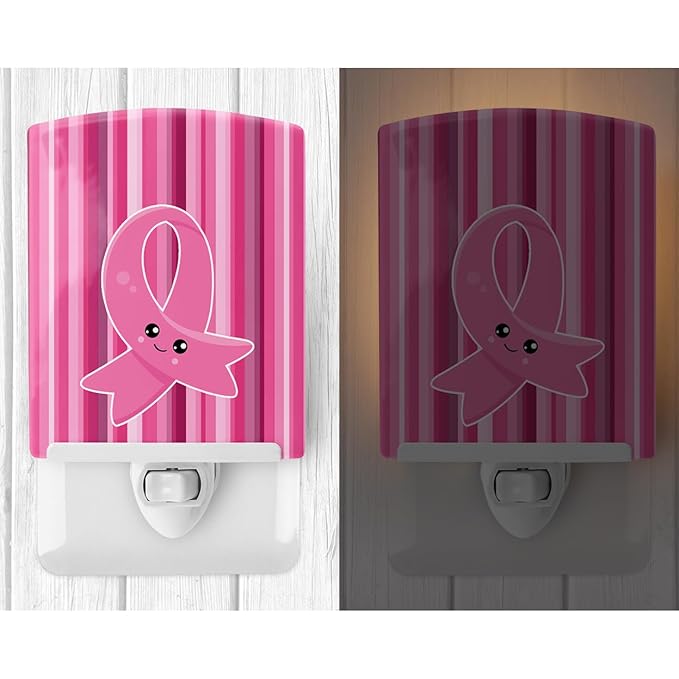 Caroline's Treasures BB6978CNL Breast Cancer Awareness Ribbon Face Ceramic Night Light Compact, UL-Certified, Ideal for Bedroom, Bathroom, Nursery, Hallway, Kitchen, 6x4x3, Multicolor