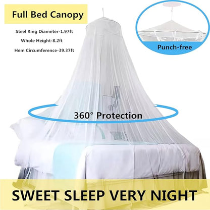 Eimilaly Bed Canopy Mosquito Net, Bed Canopy for Girls Room Decor - Insect Protection Hanging Canopy for Adults, Babies, Outdoor Camping, Blue/Single Door