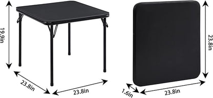 VECELO 24'' Kids Black Folding Card Table, Portable, with Ultra Soft PU Padded Cushion, 1 Piece