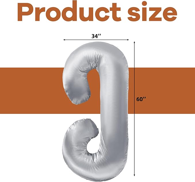 HOMBYS Silky Satin Pregnancy Pillow Cover (ONLY Pillowcase), Luxurious Smooth Maternity Pillow Cover, C Shaped Soft & Breathable Large Pillow Protector for Side Sleeper, 60.2" L x 34.2" W, Light Grey