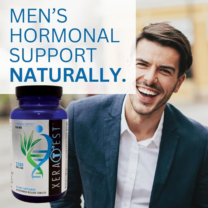Youngevity XeraTest™ Hormonal Support for Men - Testosterone Support + Telomere Health - With Fucoidan Blend, Whole Foods, Fenugreek - Hormone-Free Botanical Supplement - (60 Extended Release Tablets)