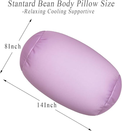 Microbead Body Pillow, Tube Microbead Bolster Bean Smooth Cool Pillow Neck Cervical Roll Pillow for Sleeping 7 x 12Inch Throw Travel Pillow Lavender