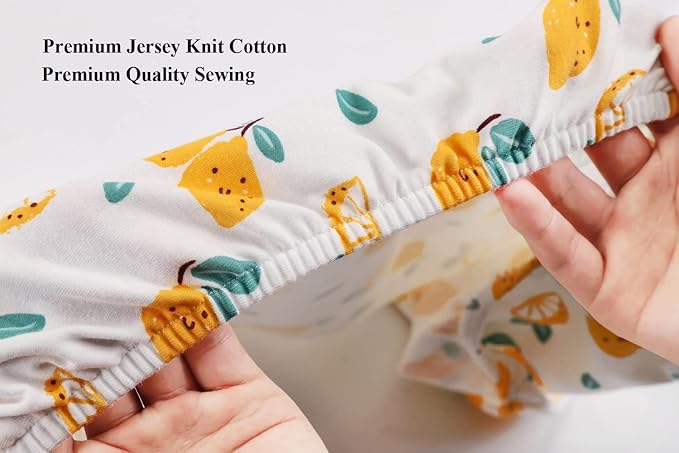 Bassinet Sheets Compatible with Graco Pack ‘n-Play Dome LX Bassinet (not Playard), 2 Pack, 100% Jersey Knit Cotton 190GSM, Ultra Soft Breathable, Lemon and Strawberry