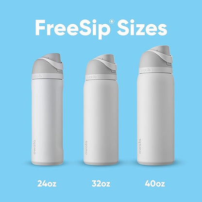 Owala FreeSip Insulated Stainless Steel Water Bottle with Straw for Sports and Travel, BPA-Free, 24-oz, Shy Marshmallow