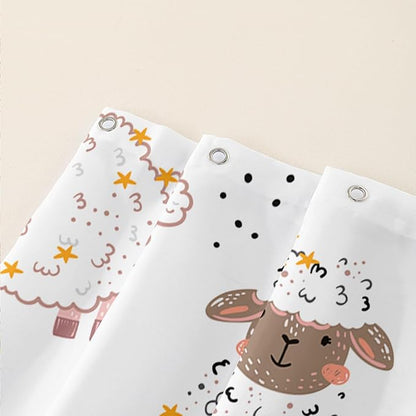 AILONEN Cute Sheep Kids Shower Curtain for Bathroom,Sheep Moon Clouds Kids Creative Rainbow Waterproof Bath Curtain,Modern Minimalist White Curtain with 12 Plastic Hooks(60" W*72" H)