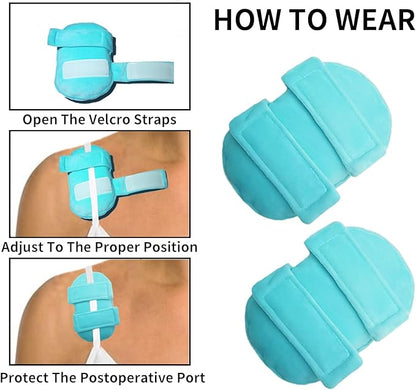Soft Mastectomy Pacemaker Pillow for Pacemaker Recovery Post Surgery Breast Cancer Chemo Port Chest Protector Bra Strap Pad Protector, Support Cushion Gifts for Women and Men (Blue) 2 Pack