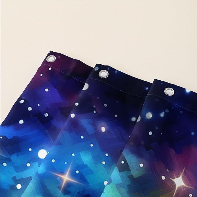 AILONEN Colorful Moth Shower Curtain,Galaxy Moon Moth Bath Curtain for Bathroom Decor,Polyester Waterproof with 12 Plastic Hooks 72" W*96" H