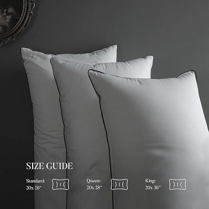 MAXICOZY Premium Hungarian Goose Down Pillows King Size, 3-Chamber Bed Pillows Cotton Blend Shell, Luxurious Soft Cloud Pillow for Back, Stomach or Side Sleepers(King, 1 Pack)