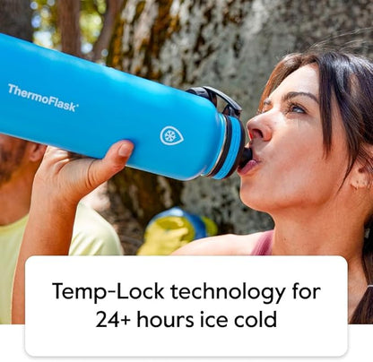 ThermoFlask 16 oz Double Wall Vacuum Insulated Stainless Steel 2-Pack of Water Bottles, Purple/Orange