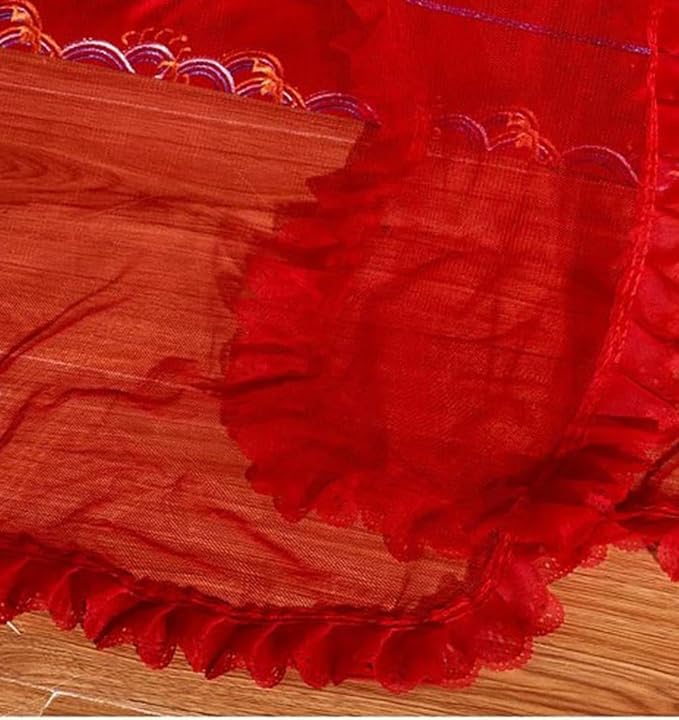 Mengersi Red Canopy Bed Curtains Bed Canopy,Four Corner Post Bed Curtains Elegant Bed Draperies Bedroom Decoration，California King