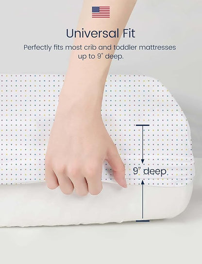 TotAha Premium Stretchy Crib Sheets (2-Pack)-Hypoallergenic, Silky Comfort, Buttery Soft, Calming Effect, All-Season Jersey-Knit Sheets, 9'' Extra Deep Pocket