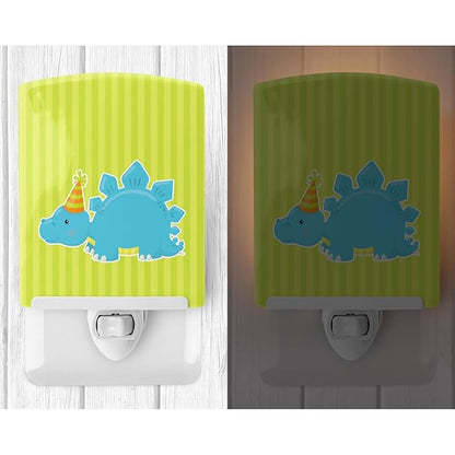 Caroline's Treasures BB8930CNL Dinosaur Green #3 Ceramic Night Light Compact, UL-Certified, Ideal for Bedroom, Bathroom, Nursery, Hallway, Kitchen, 6x4x3, Multicolor