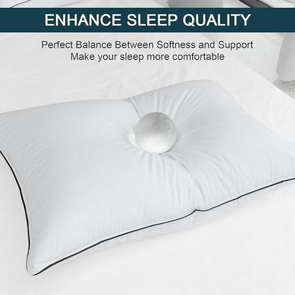 Natural Goose Down Pillows - Soft and Support Down Bed Pillow for Back, Side, Stomach Sleepers - 550 Fill Power, Standard (20" x 26")