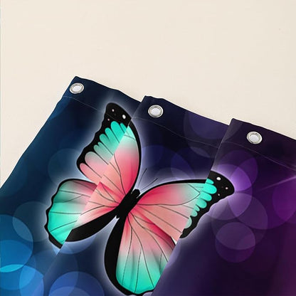 AILONEN Colorful Butterfly Shower Curtains,Gradient Butterfly Bath Curtain for Bathroom Decor,Polyester Waterproof with 12 Plastic Hooks 60" W*72" H