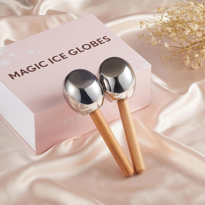Ice Globes for Face- Stainless Steel Cryo Facial Massager Tool to Reduce Puffiness & Tighten Skin,Cryo Sticks -Cooling Therapy for Dark Circles, Wrinkles & Pore Minimizing