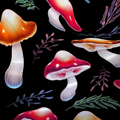 AILONEN Cartoon Mushroom Shower Curtain,Cute Red Mushroom Waterproof Fabric Bath Curtain for Kids Girls Boys,Natural Fungal Plants Shower Curtain Set for Bathroom 72" W*78" H