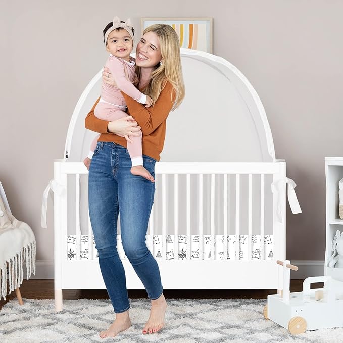 Pop Up Crib Tent, Fine Mesh Netting Cover to Keep Baby from Climbing Out, Falls and Mosquito Bites, Safety Net, Canopy Netting Cover - Sturdy & Stylish Infant Crib Topper - Winter Vibes