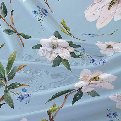 AILONEN Flower Shower Curtain, White Gardenia on Blue Background Fabric Shower Curtains for Bathroom,Elegant Floral Pattern Shower Curtain Set for Girls Women Couple,36" W*72" H