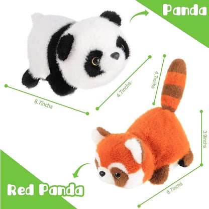 Red Panda and Panda Stuffed Animal,2 in 1 Panda Plush 8.7in Cute Sensory Fidget Stuffed Animals Soft Red Panda Pillow Toy for Kids Adults Girls Boys