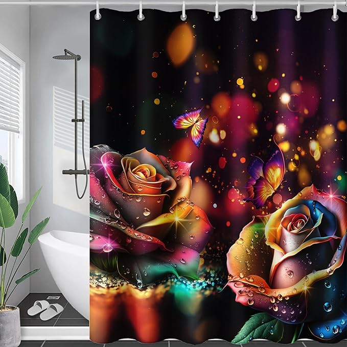 AILONEN Colorful Skull Shower Curtain for Bathroom Decor,Gradient Mushroom Skull Bath Curtain for Kids Boys Girls,Print Polyester Waterproof with 12 Plastic Hooks 72" W*78" H
