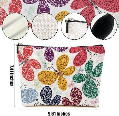 Colorful Butterfly Makeup Bag Cosmetic Bag Butterfly Gifts for Women Girls Friend Sister Daughter Butterflies Lovers Gifts Travel Organizer Zipper Pouch Graduation Birthday Friendship Gifts