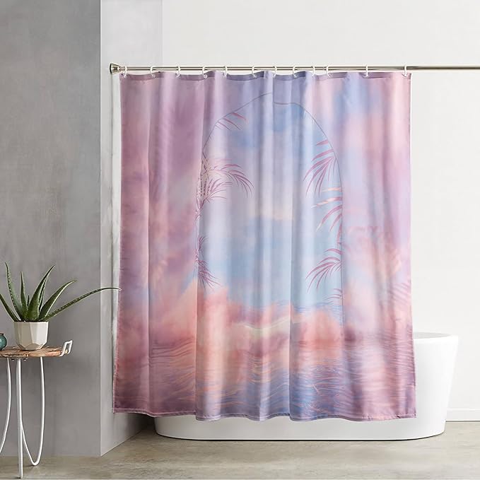 AILONEN Pink Wonderland Shower Curtain,Blue and Pink Sweet Bathroom Shower Curtain for Girls Kids Teens, 72" W*78" H Dream Sky Theme Shower Curtain Sets for Bathroom