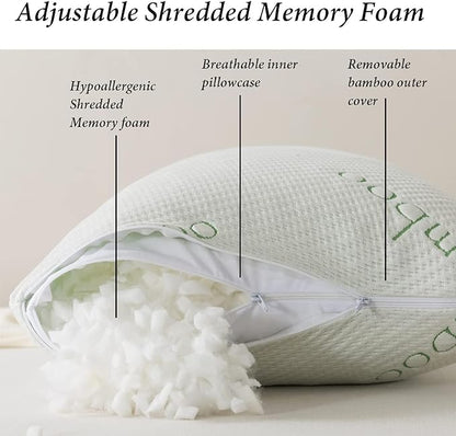 Full Body Pillow for Adults Shredded Memory Foam Long Pillow for Sleeping with Removable Cover Firm Hug Pillows for Side and Back Sleepers 20x54