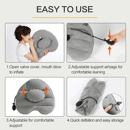 BALAPET Adjustable Inflatable Lumbar Support Pillow for Airplane Travel, Portable Back Support Cushion with Air Pump for Office Chair,Car,Lumbar Support Pillow for Reducing Lumbar Pain