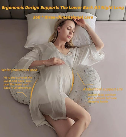 Pregnancy Pillows for Sleeping, Soft Pregnancy Pillow Side Sleeper with Detachable and Adjustable Pillow Cover, Maternity Body Pillow for Pregnancy Belly/Back Support