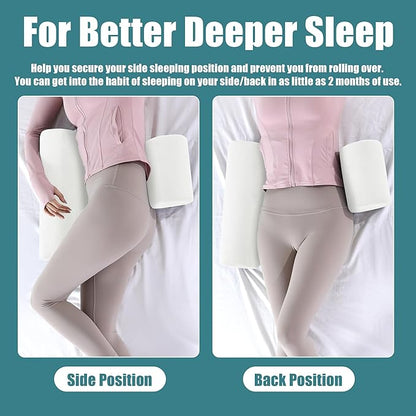 HOMBYS Memory Foam Sleep Position Training Pillow, Body Bolster Supportive Trainer Pillow for Back Sleeper Side Sleeper, Adjustable Body Pillow - White