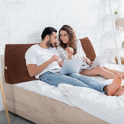 HIGOGOGO Wedge Headboard Pillow, Bed Rest Reading Pillow, Backrest Positioning Support Bolster Cushion with Removable Cover,King Size 76.8X20.4X8.4,Coffee
