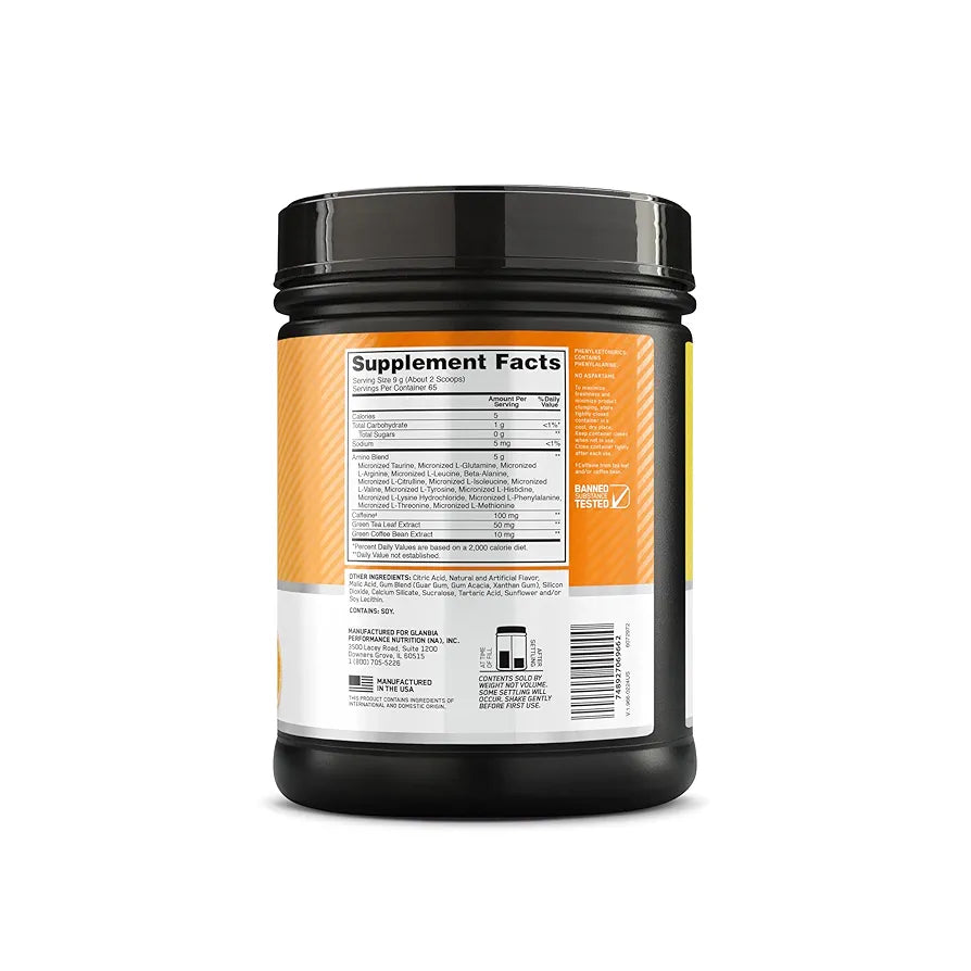 Optimum Nutrition New Flavor Amino Energy - Pre Workout with Green Tea, BCAA, Amino Acids, Keto Friendly, Green Coffee Extract, Energy Powder - Citrus Spritz, 65 Servings 