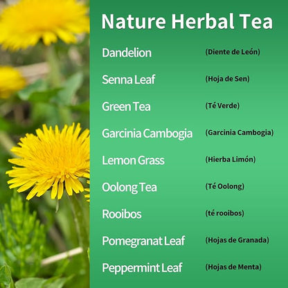Te de Diente de Leon 30 Day Detox Tea, Herbmood Natural Herbs Tea Bags, Te Para Bajar de Peso Rapido y Efectivo y Seguro para Mujer y Hombres, Ademas de Desinflamar el Vientre y el Estomago,