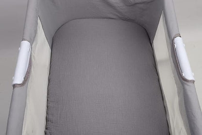 Muslin Bassinet Sheets 30"x 16" Compatible with Fisher-Price Soothing Motions and Dream On Me Lacy Baby Bassinet, 2 Pack 100% Cotton, White and Grey