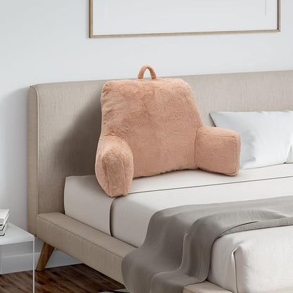 Reading Pillow Large Bed Pillow,Backrest with Arms, Back Support for Sitting Up in Bed, Couch for Lounging Bedrest,Camel
