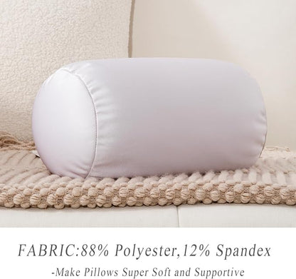 Microbead Body Pillow, Tube Microbead Bolster Bean Smooth Cool Pillow Neck Cervical Roll Pillow for Sleeping 7 x 12Inch Throw Travel Pillow (Sea Shell Color)