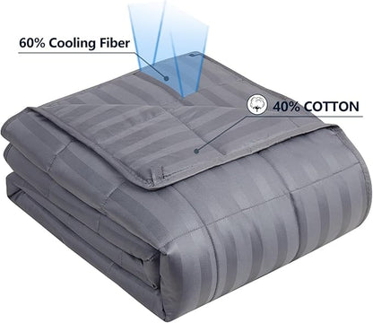 Weighted Blanket (36"x48" 5lbs) Weighted Blanket Cooling Blanket for Sleeping,Throw Size Breathable Blanket with Premium Glass Bead(Stripe Grey)