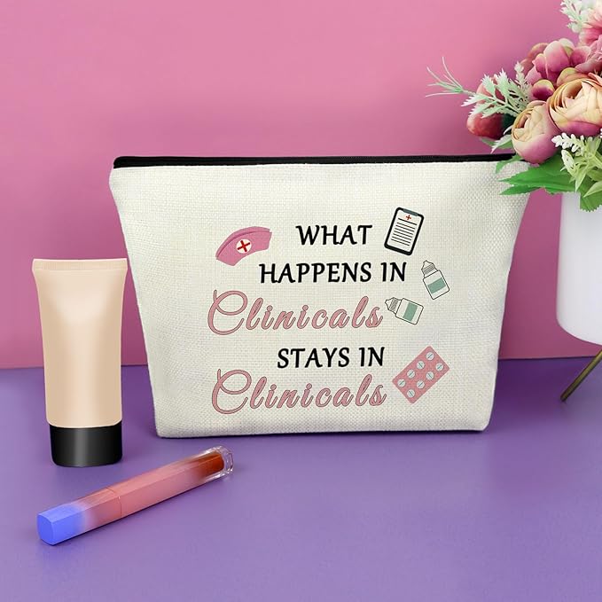 Clinical Gifts Makeup Bag Funny Clinical Nurse Instructor Appreciation Gifts from Student Clinical Research Coordinator Gifts Clinical Nurse Leader Gifts Future Clinical Psychologist Cosmetic Bag